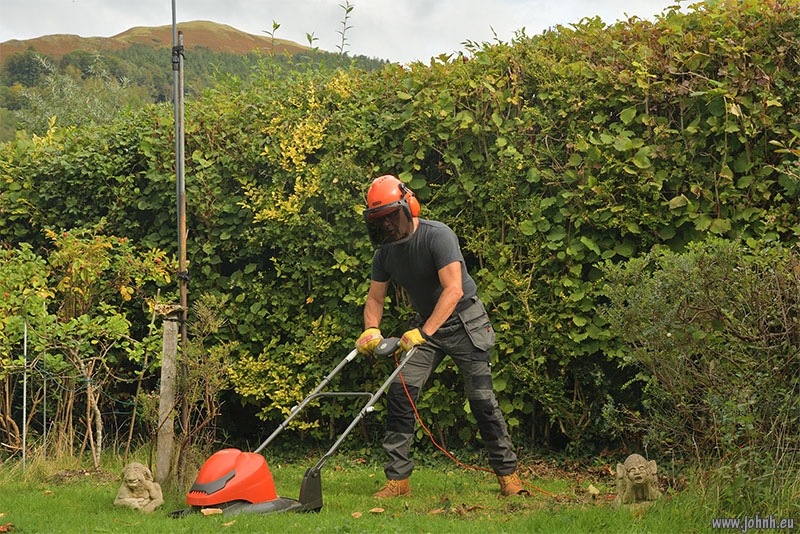 Mowing the meadow in my Keswick garden